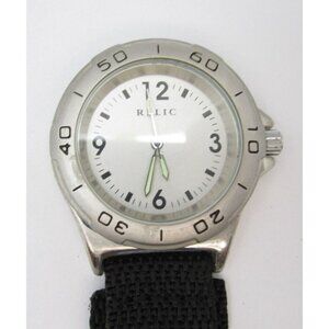 Men Relic Quartz WR Analog 38mm Round Belt Key Chain Watch (H281) "New Battery"
